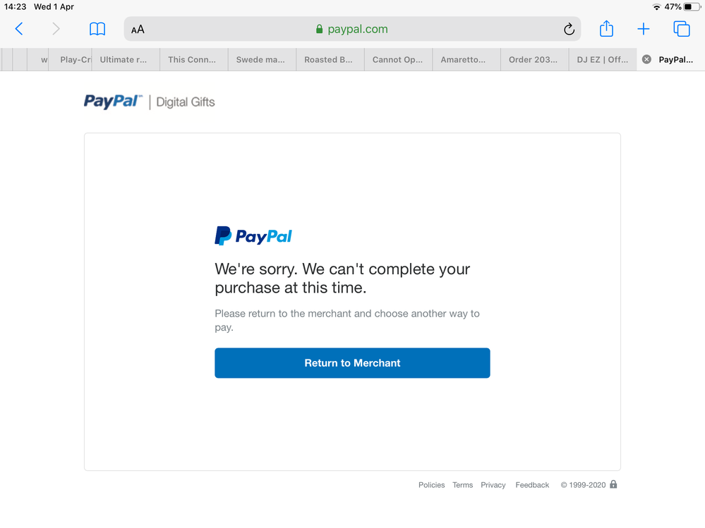 v Need Advice with Paypal Error 