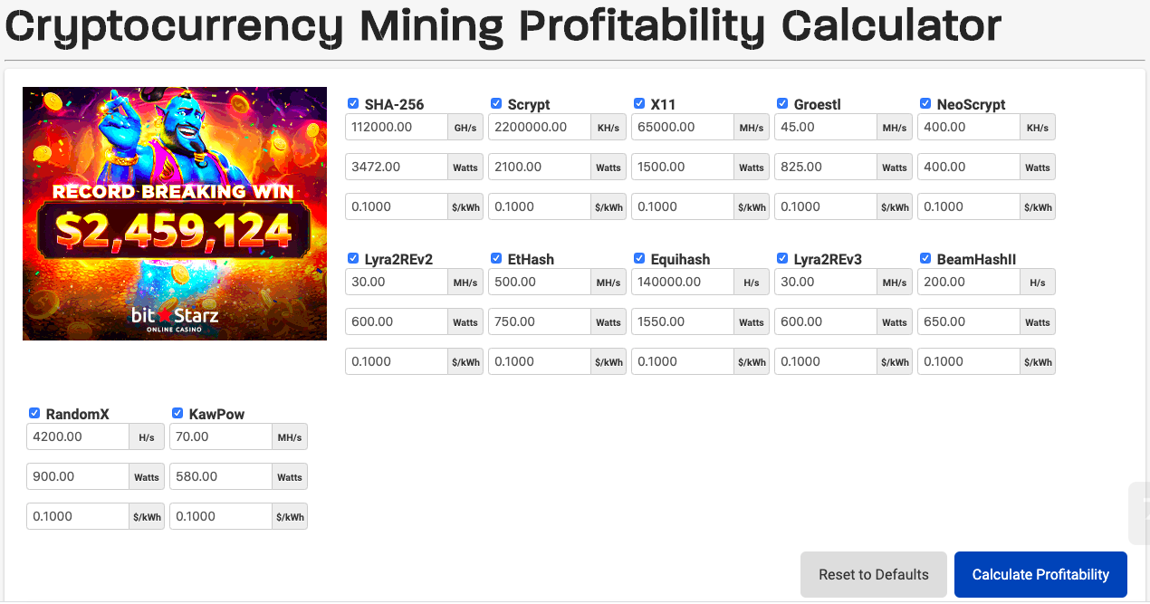 ⛏ Mining Calculator | Kryptex