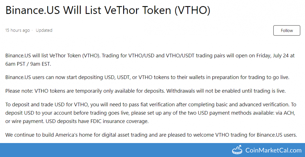 cointime.fun Will List VeThor Token (VTHO)