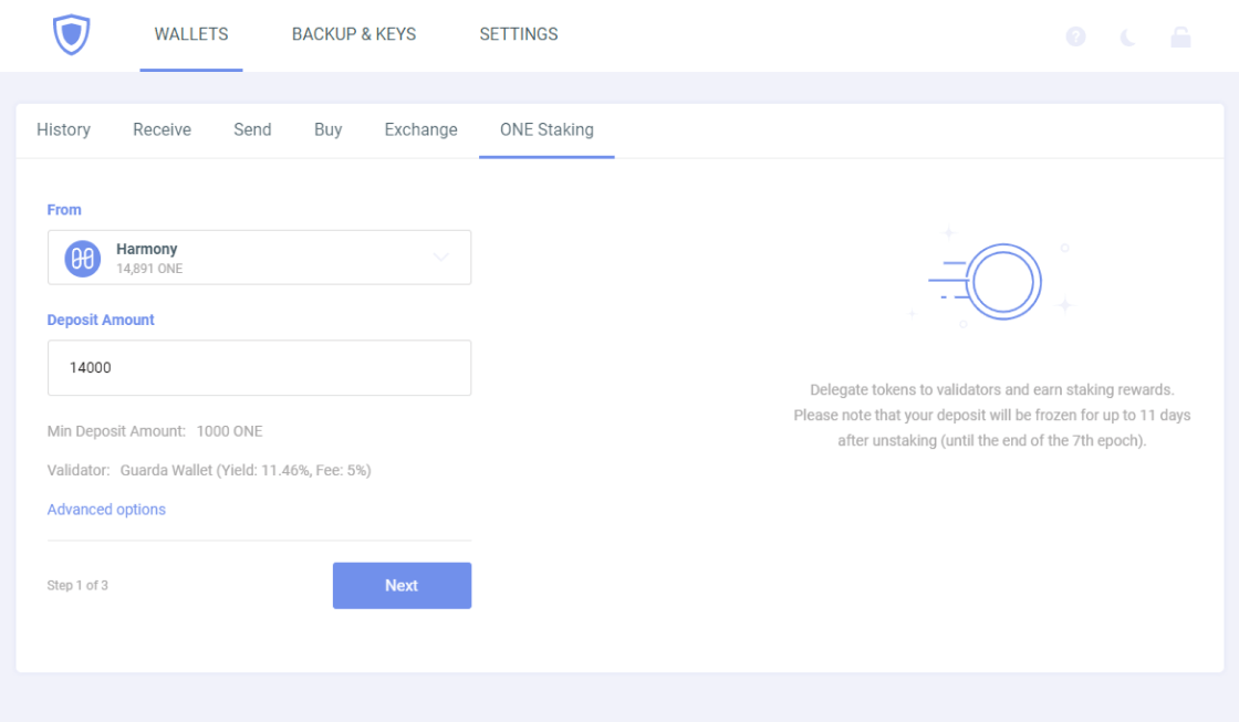 Harmony (ONE) - Cold Staking & Delegations