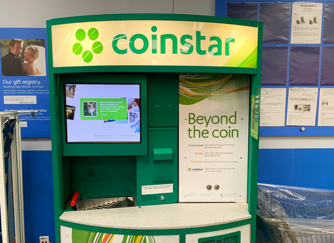 Cash in coins at Coinstar.