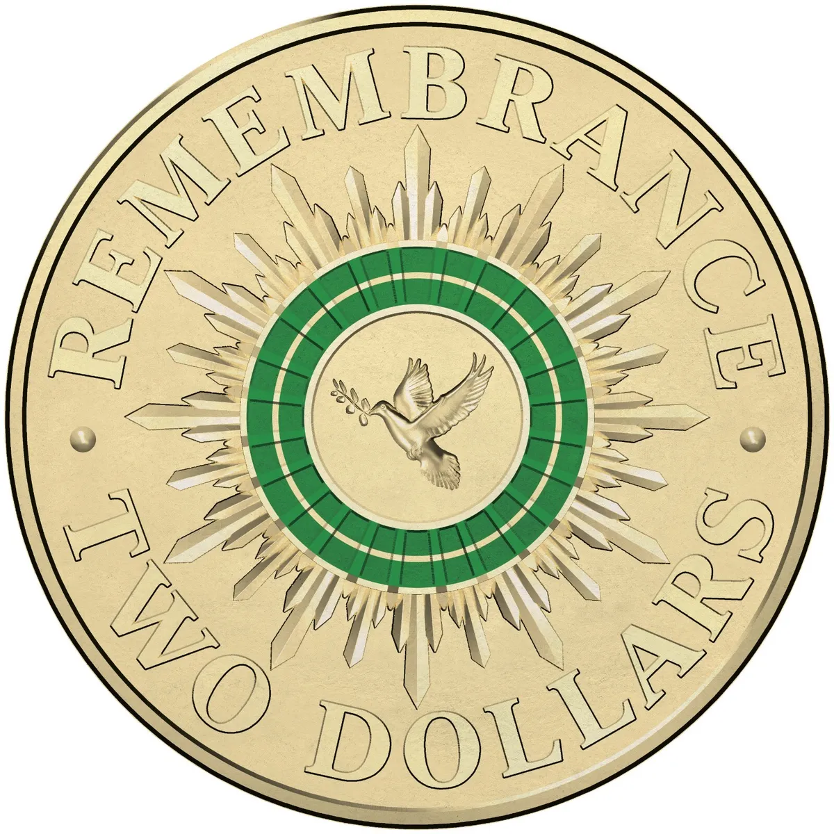 $2 Remembrance Day Green Coloured 'C' Mintmark – cointime.funs - Wynyard Coin Centre