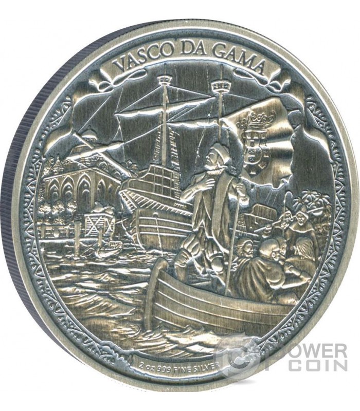 VASCO DA GAMA on the Waves 1 Oz Silver Coin 2$ Niue 