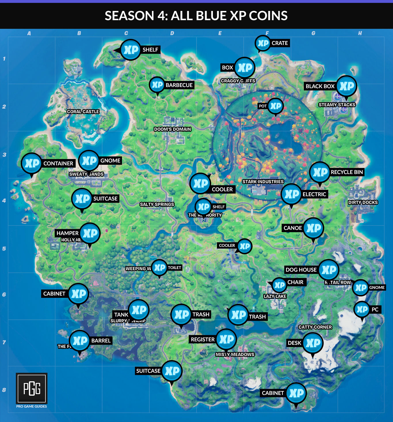 Fortnite: Season 4 Week 6 XP Coin Locations