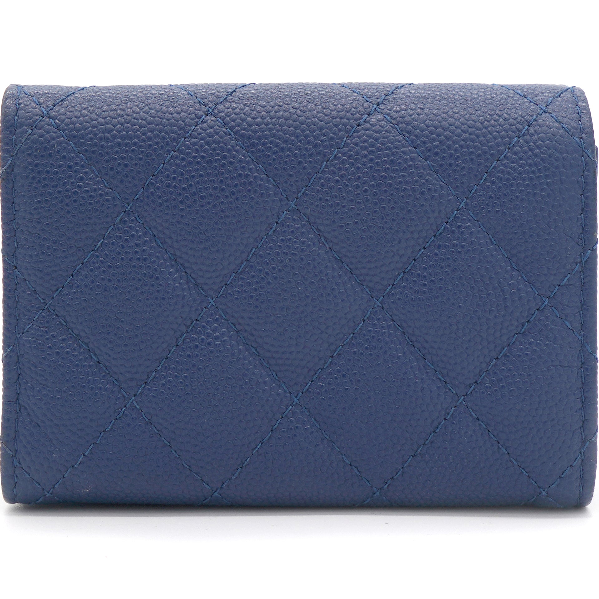 CHANEL Classic Flap Caviar Leather Wallet Navy Blue