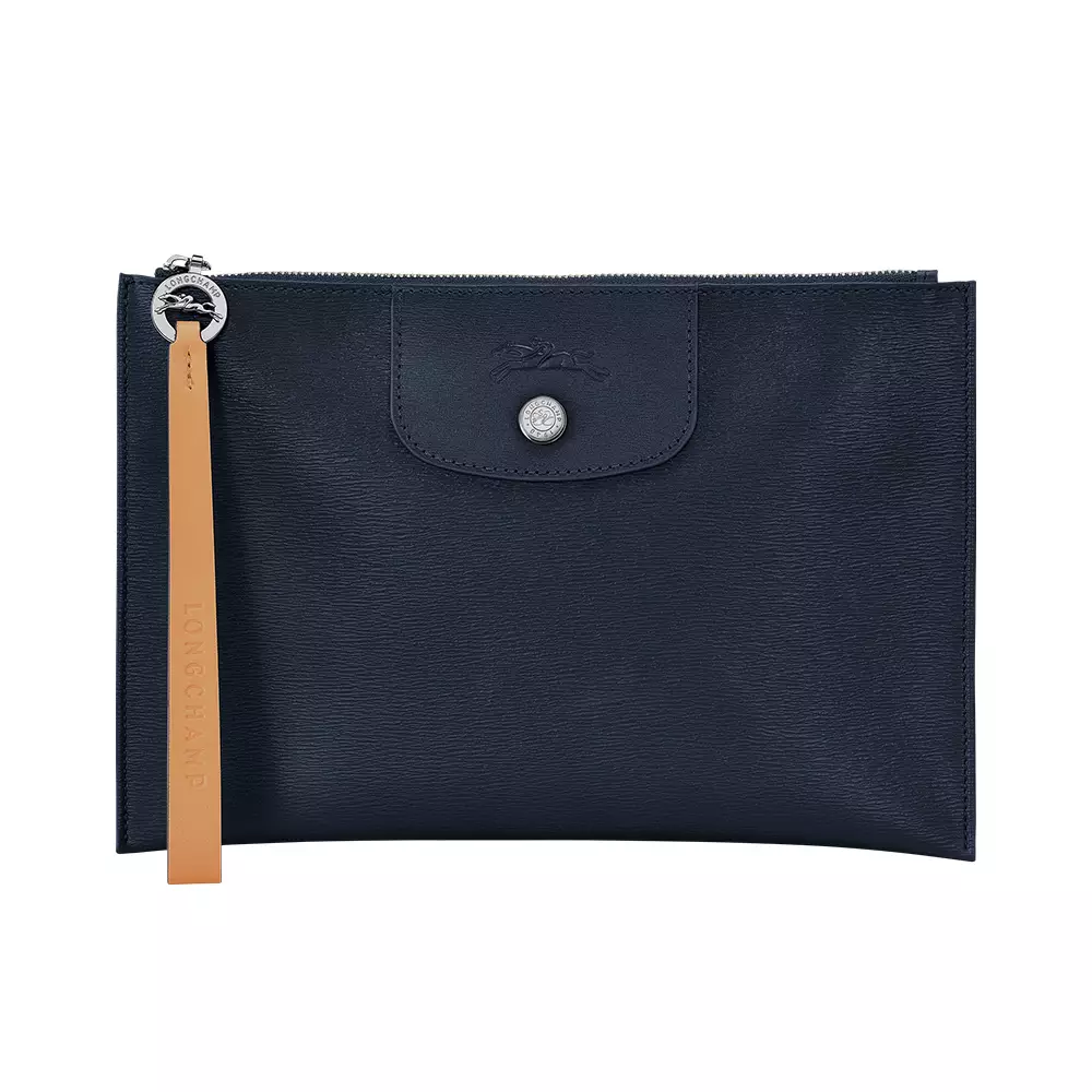 Leather Coin Purse in Navy Blue