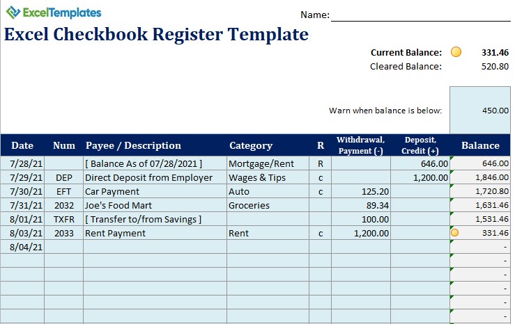 Checkbook Register Template in Word - FREE Download | cointime.fun