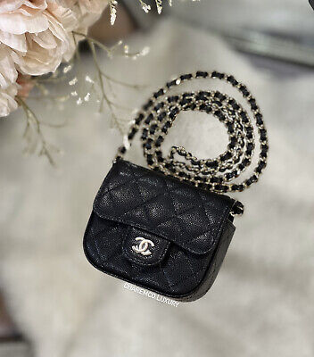 Chanel Pink Quilted Caviar Leather Mini Vanity Case with Chain Bag - Yoogi's Closet