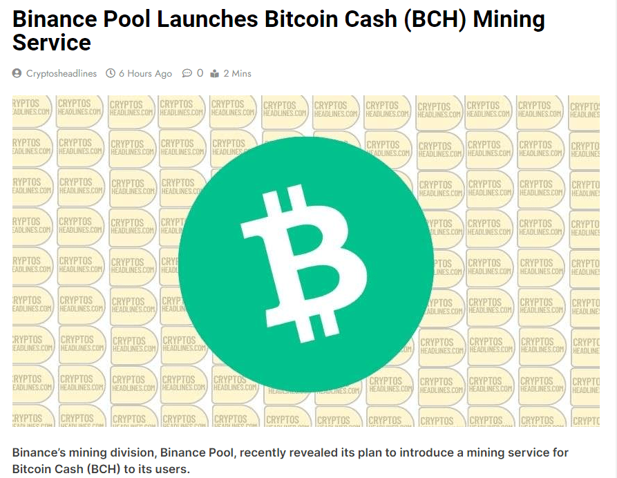 Bitcoin Cash (BCH) SOLO Mining Pool | cointime.fun