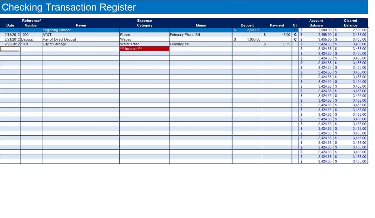 Free Printable Checkbook Register Templates [PDF, Excel]