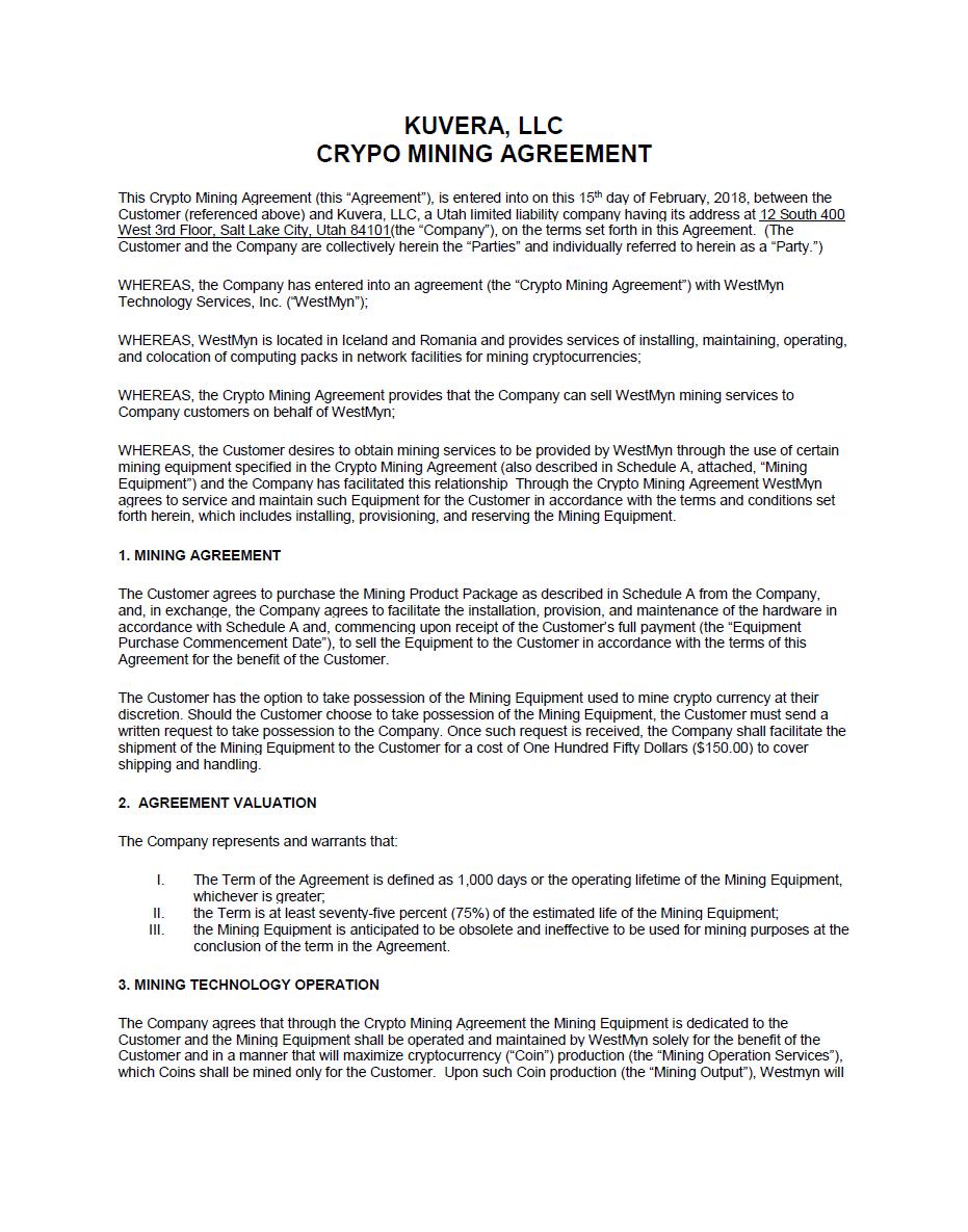 Bitcoin Mining Business Legal Documents: What You Need ()