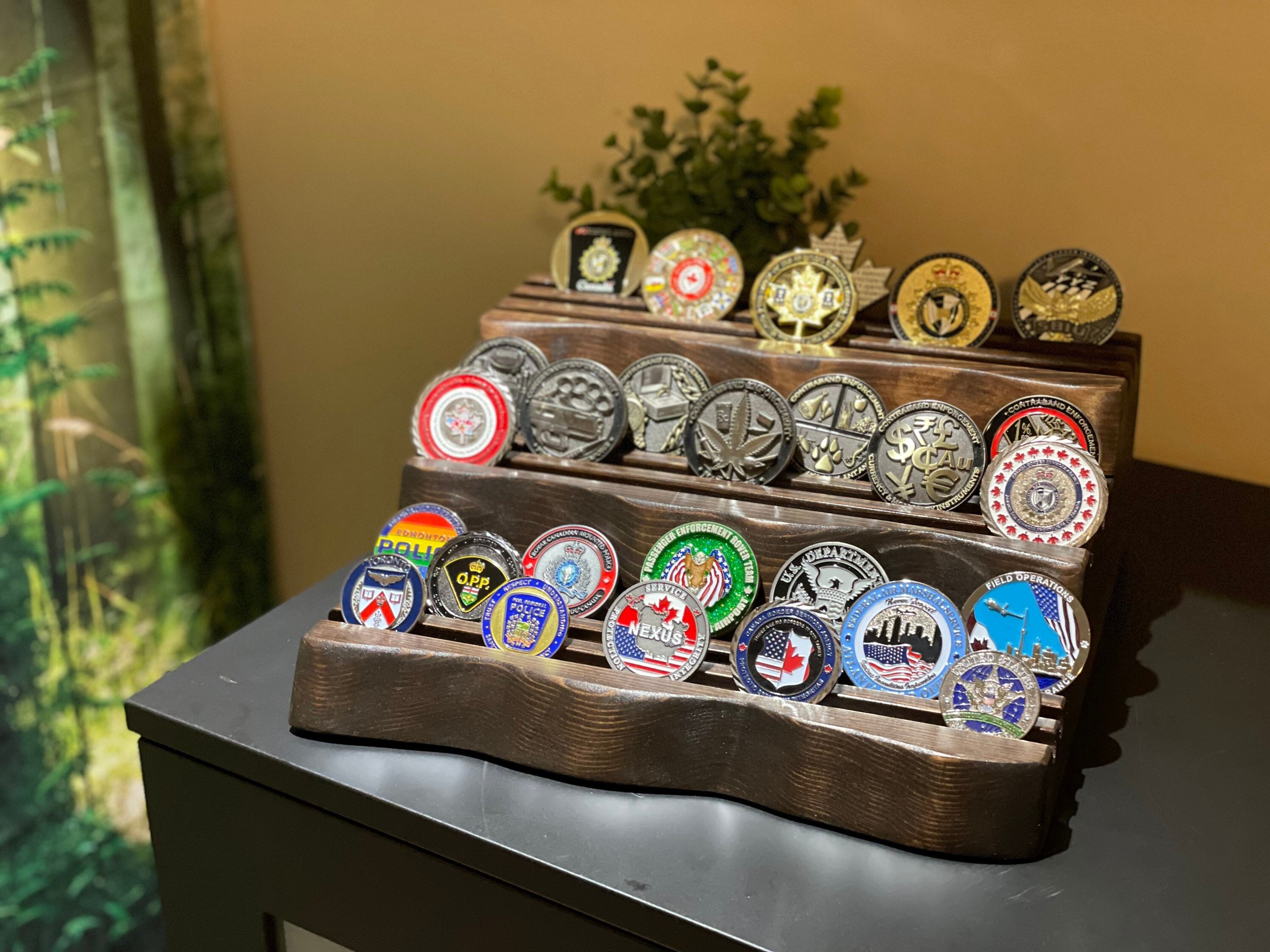 Challenge Coin Display Rack - 4 Rows Military Award Frames - Item #Mili