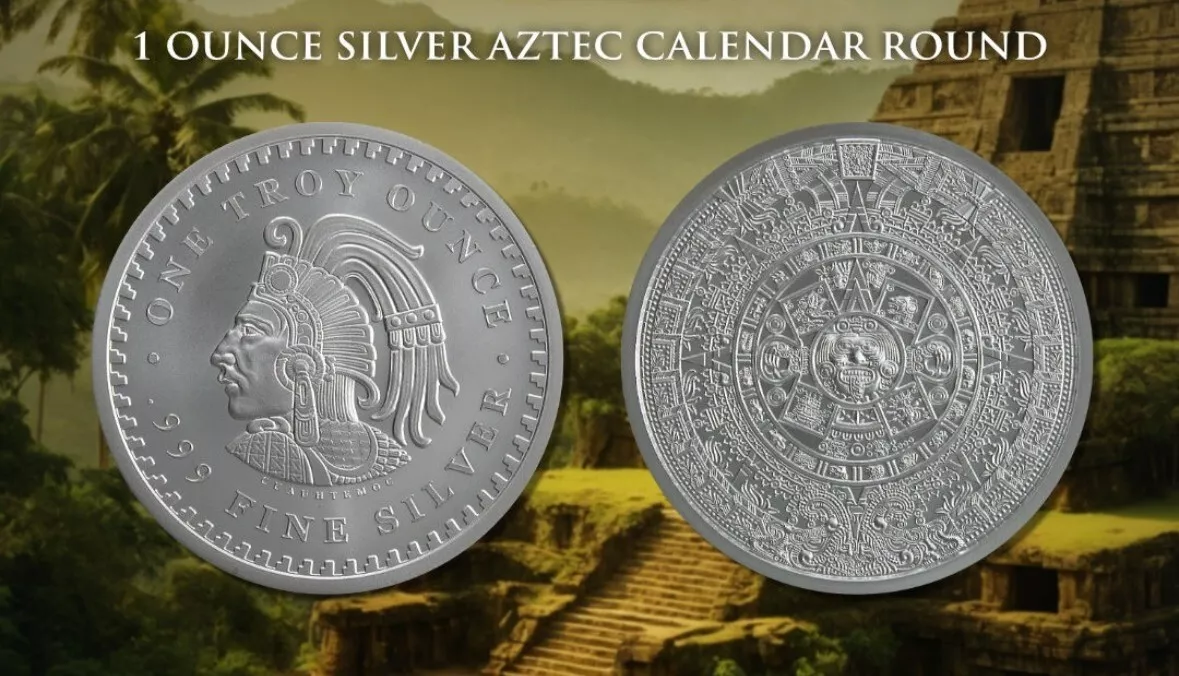 Golden State Mint Aztec Calendar Silver Round 1 Troy oz