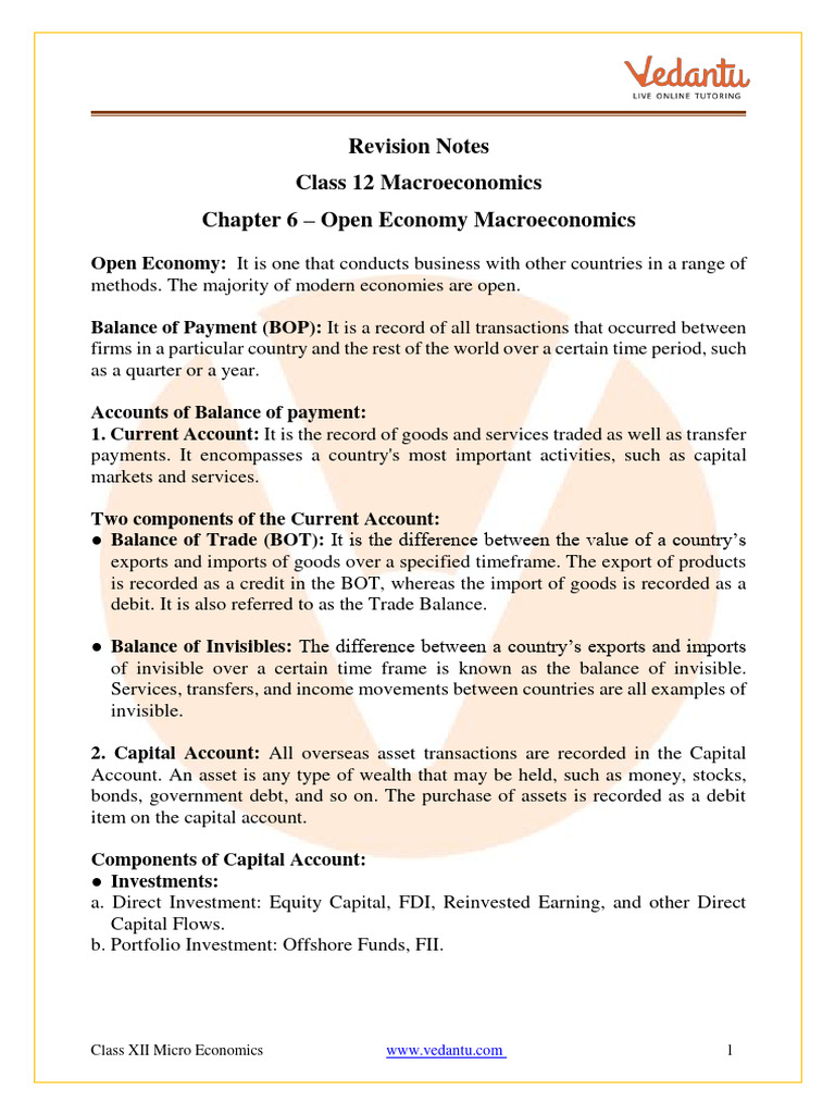 Balance of Payments – EXTRACLASS