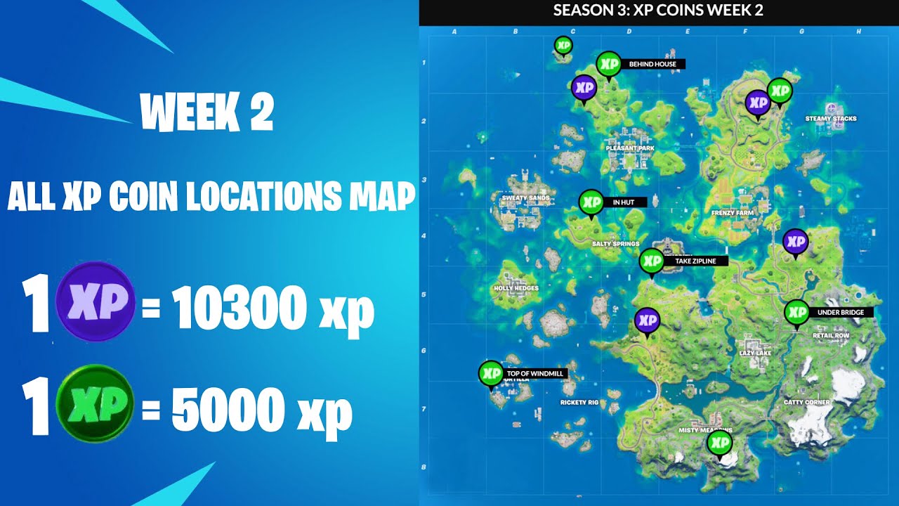 All Fortnite Season 3 Week 6 XP Coin Locations