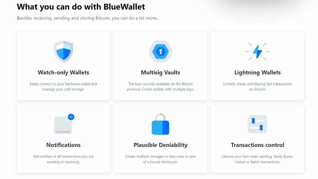 Features - Bitcoin wallet for iOS and Android | BlueWallet - Bitcoin Wallet for iOS and Android