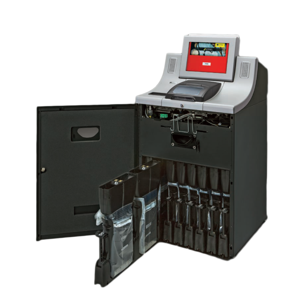 Coin exchange machine for bank seek distributer