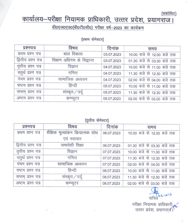 UP cointime.fun Exam Date BTC 1st, 2nd, 3rd, 4th Sem/Year Time Table