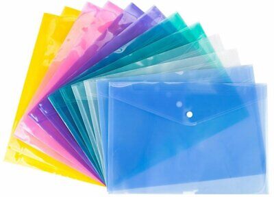 cointime.fun : 4 Pack A4 Plastic File Folder Poly Envelopes Expanding File Wallet Document Folders