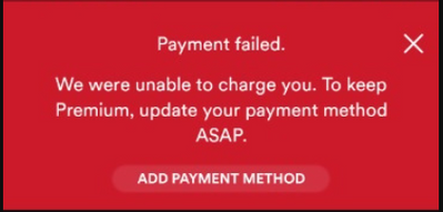 Failed payment help — Spotify Support Help Center