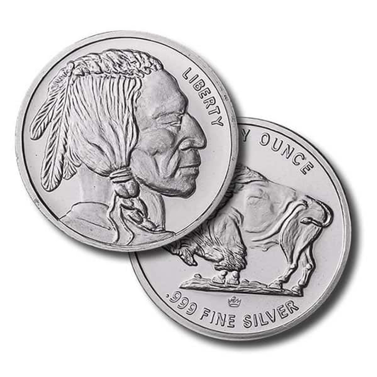 One Troy Ounce 1 oz Buffalo Indian Head Fine Pure Silver Coin. (T – Monaco Jewelers