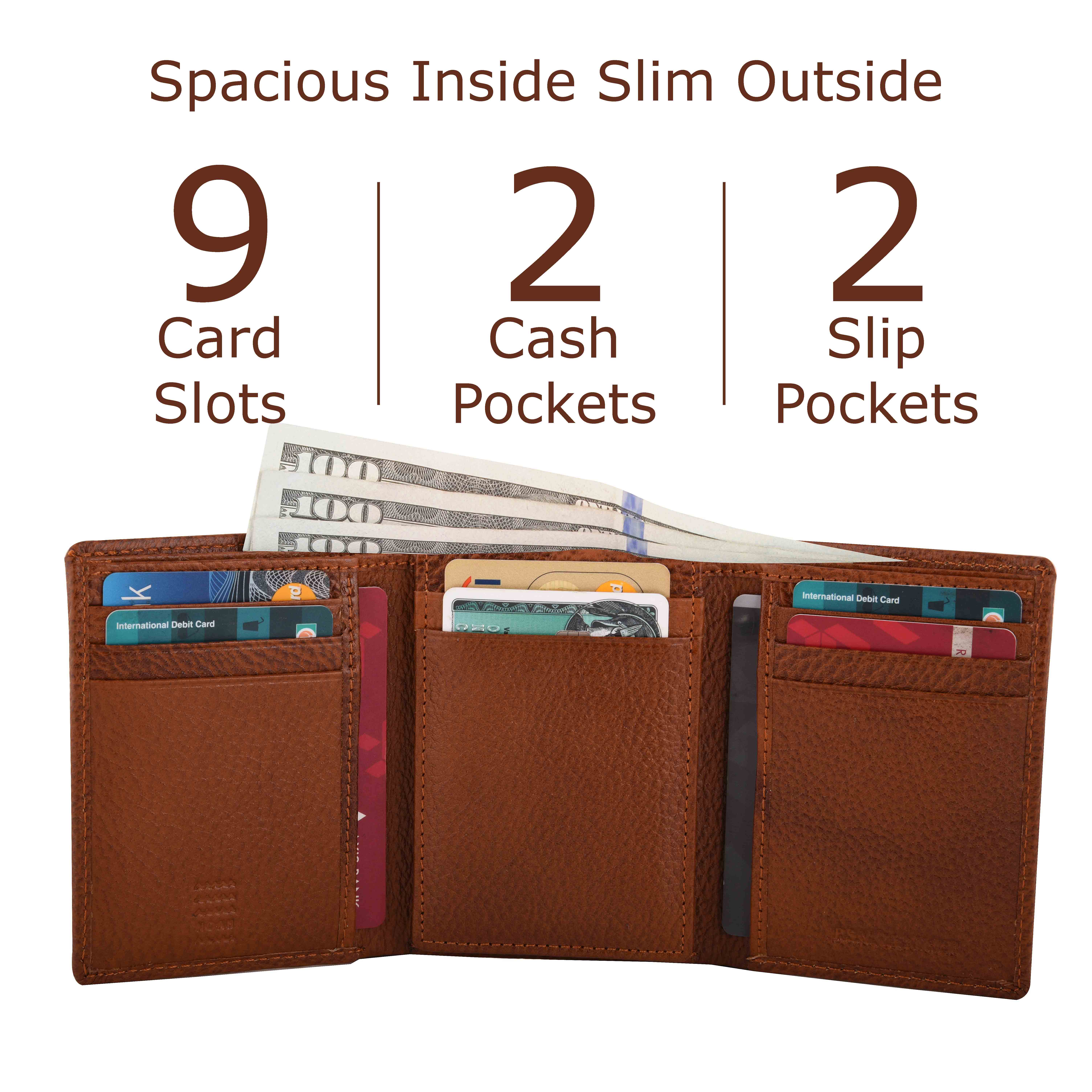 Men's Trifold Wallet with Double ID Windows - Executive Gift Shoppe