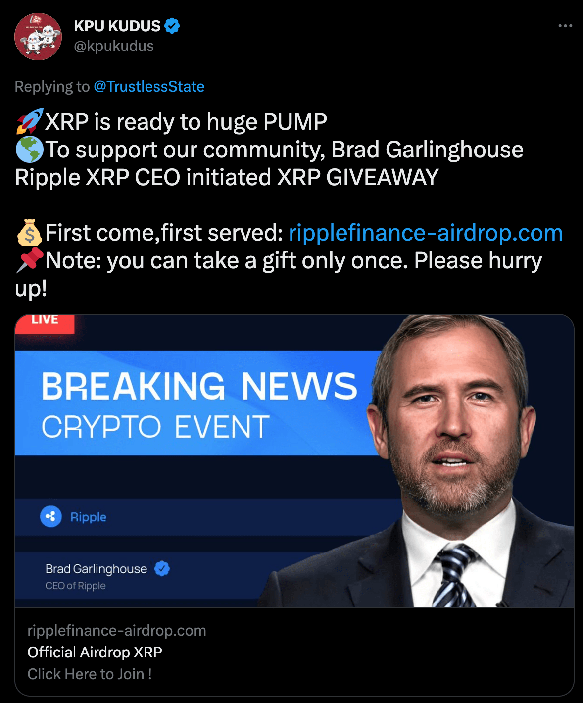 YouTube Still Showing XRP Deep Fake Scam Featuring Ripple CEO