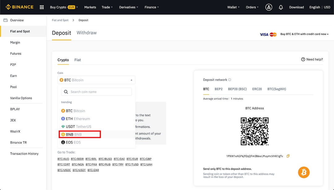 How to Make a Deposit in Binance