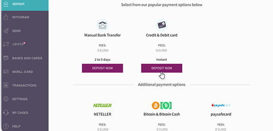 Retirada de criptomonedas | Retirada a Bitcoin | Skrill