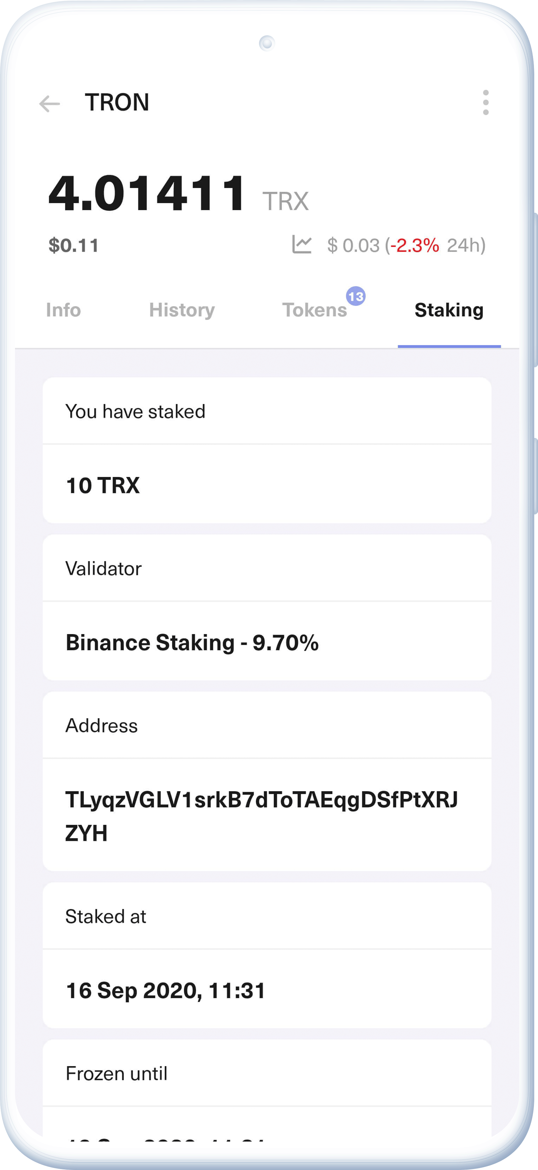 TRON (TRX) Staking at % - cointime.fun