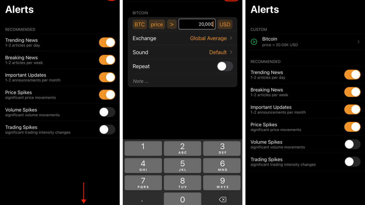 How to Add an Alert - Crypto Pro