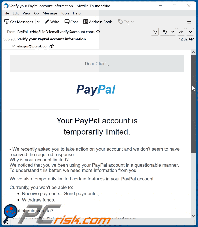 PayPal Users Beware: Fake Emails Claiming, ‘Your Account Has Been Limited’ Landing in Inboxes