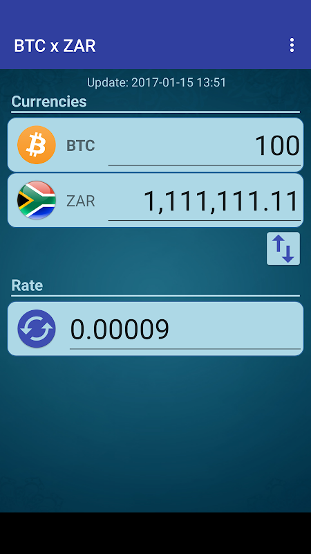 Bitcoin to South African Rand, Convert BTC in ZAR