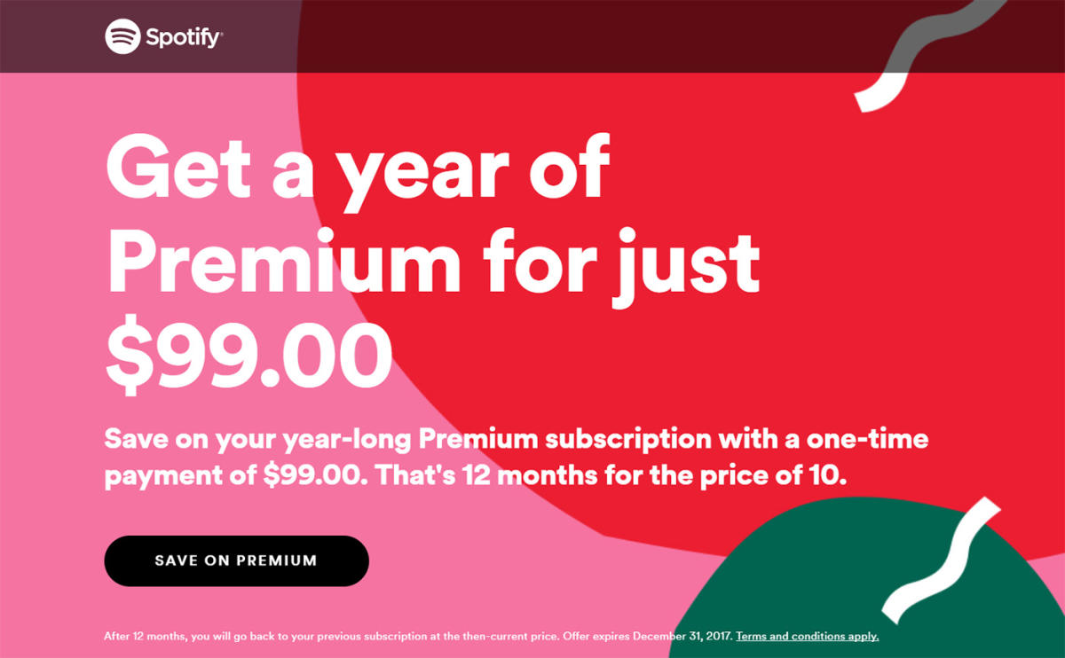 How to get a Spotify yearly subscription (save over $32)