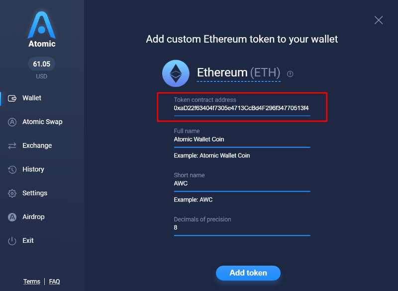 How do I add a custom ERC ETH token? - Atomic Wallet Knowledge Base