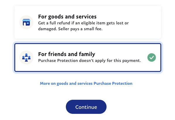 What's the difference between friends and family or goods and services payments? | PayPal US