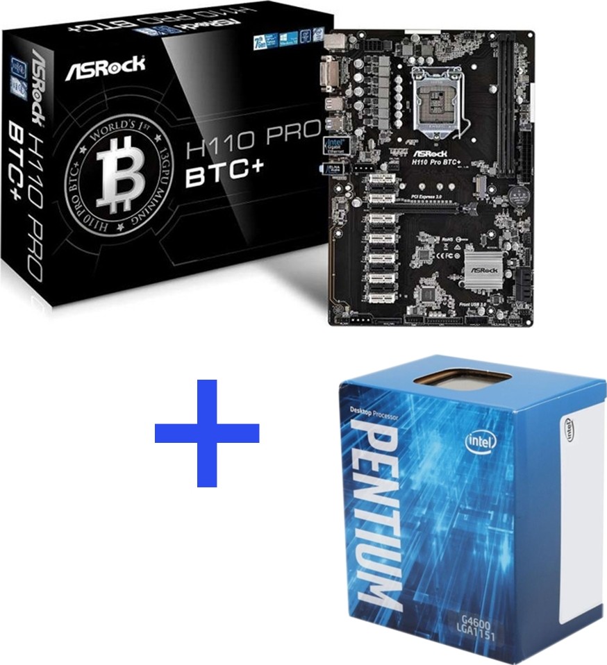 ASRock H Pro BTC+ 13x PCIe Mainboard Mining+CPU Celeron G