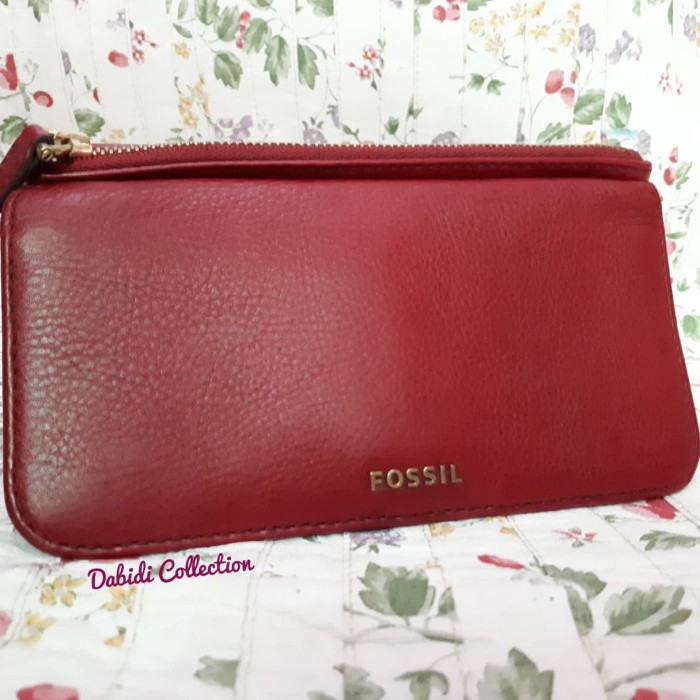 Vintage 90s/00s Red Leather Long Wallet With Checkbook Wallet By Fossil | Shop THRILLING