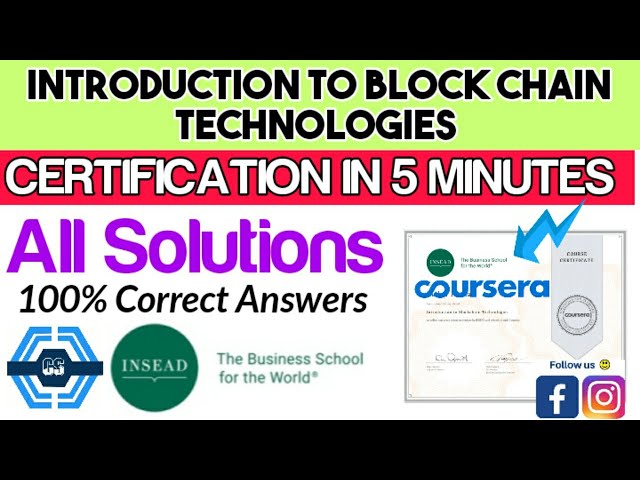 Introduction to Blockchain Technologies Coursera Quiz Answers