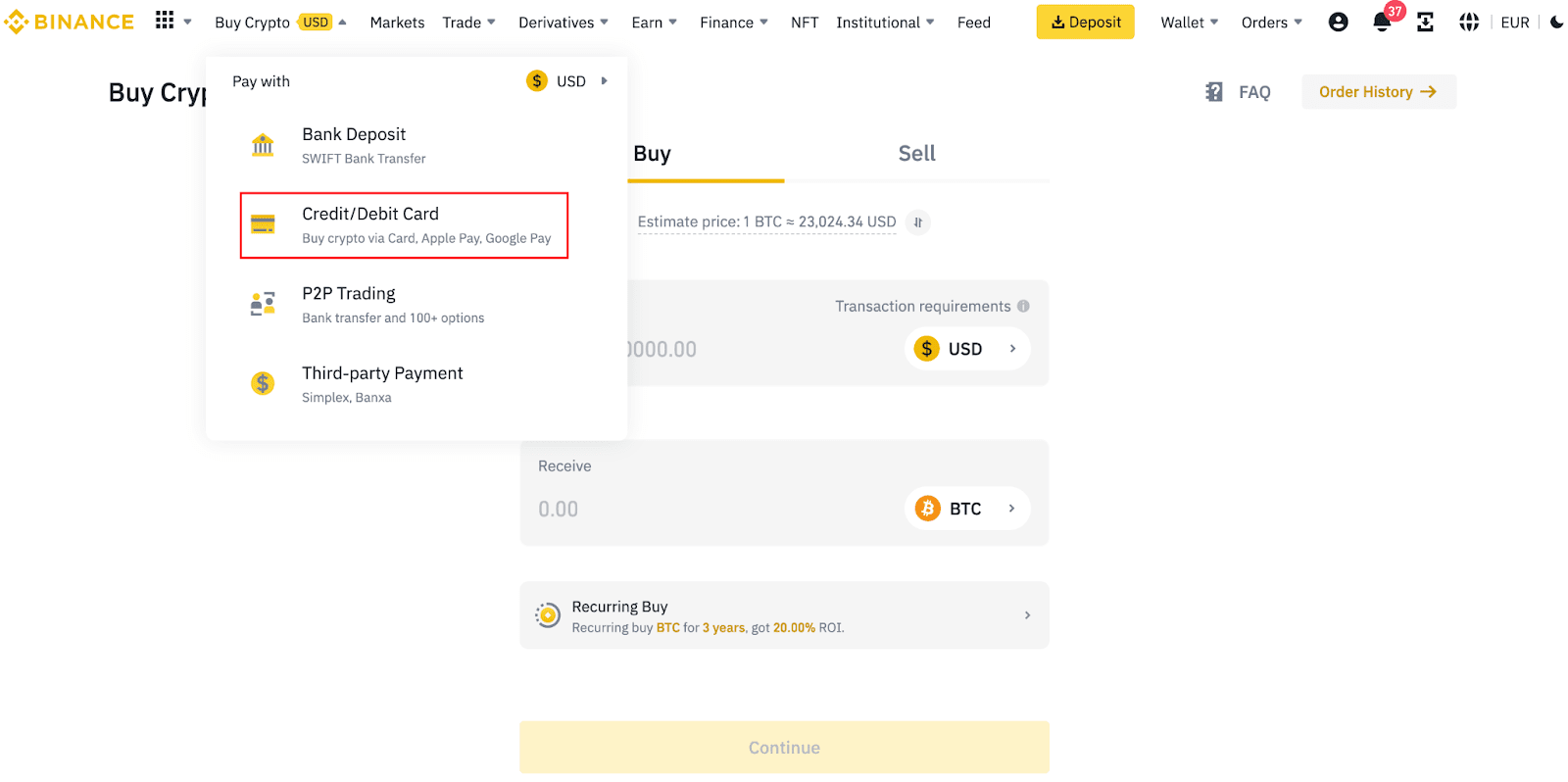 How to Buy Crypto with a Credit Card on Binance in 