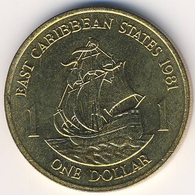 East Caribbean States 1 Dollar Elizabeth II Signature 4. EF