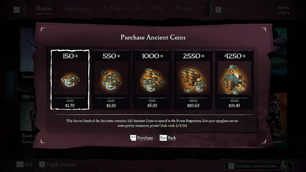 Buy Sea of Thieves Castaways Ancient Coin Pack XBOX DIGITAL - cointime.fun