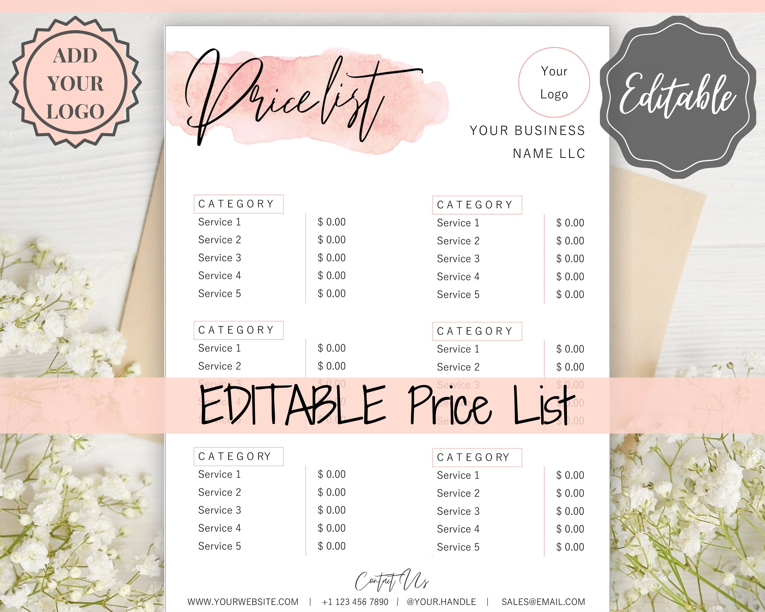 Free Simple Makeup Price List template to design