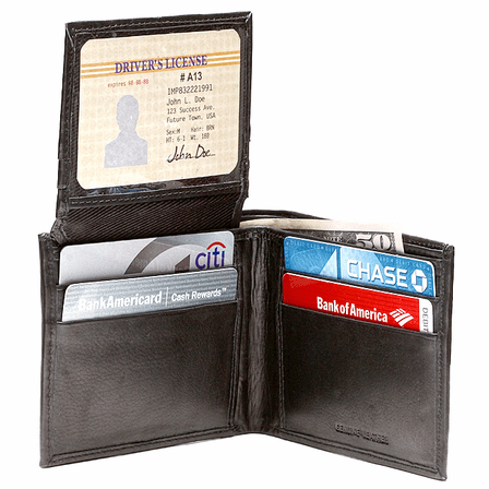 Alpine Swiss Mens Leather Bifold Wallet RFID Safe Removable Flip Up ID Window - Alpine Swiss