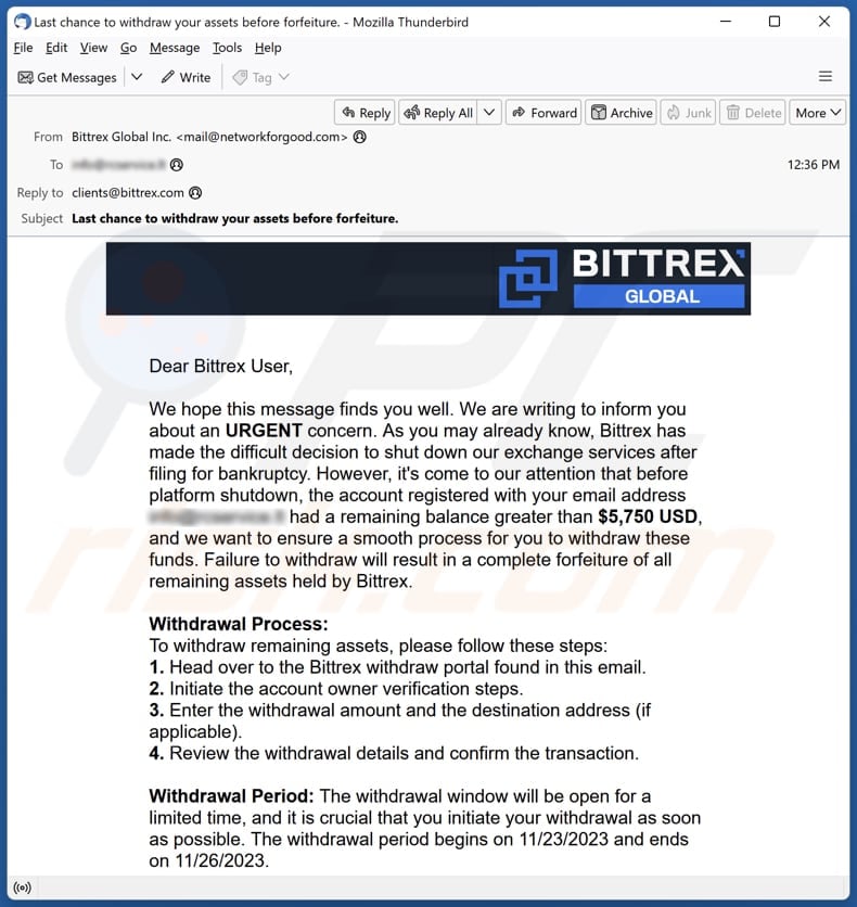 Phishing Attack Driven by Bittrex Bankruptcy | Abnormal