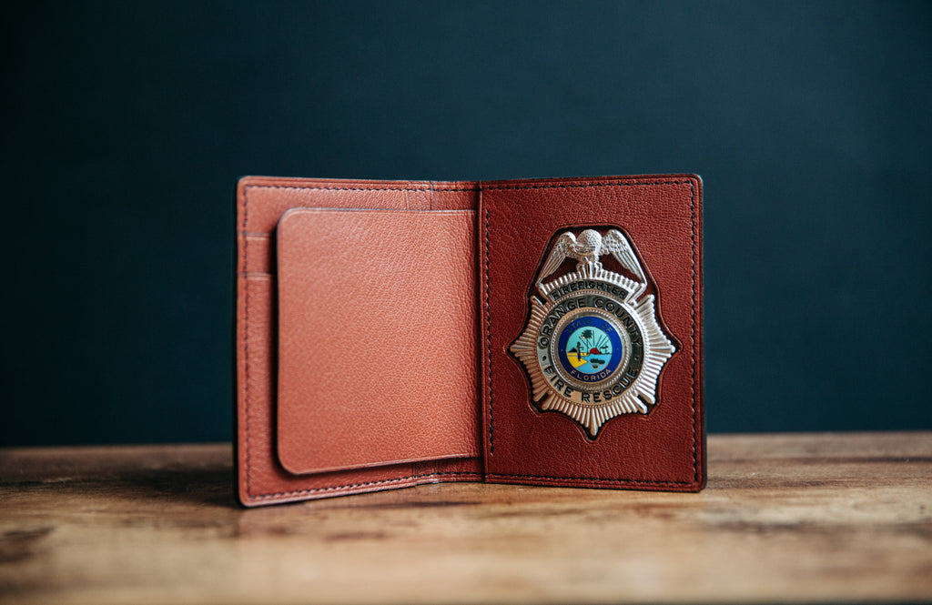 Perfect Fit Model Trifold Badge Wallet | Trifold Badge Wallet Custom Cutout