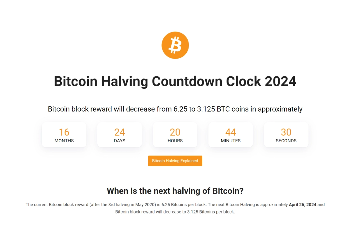 Bitcoin Halving Countdown - Next Bitcoin Halving Dates