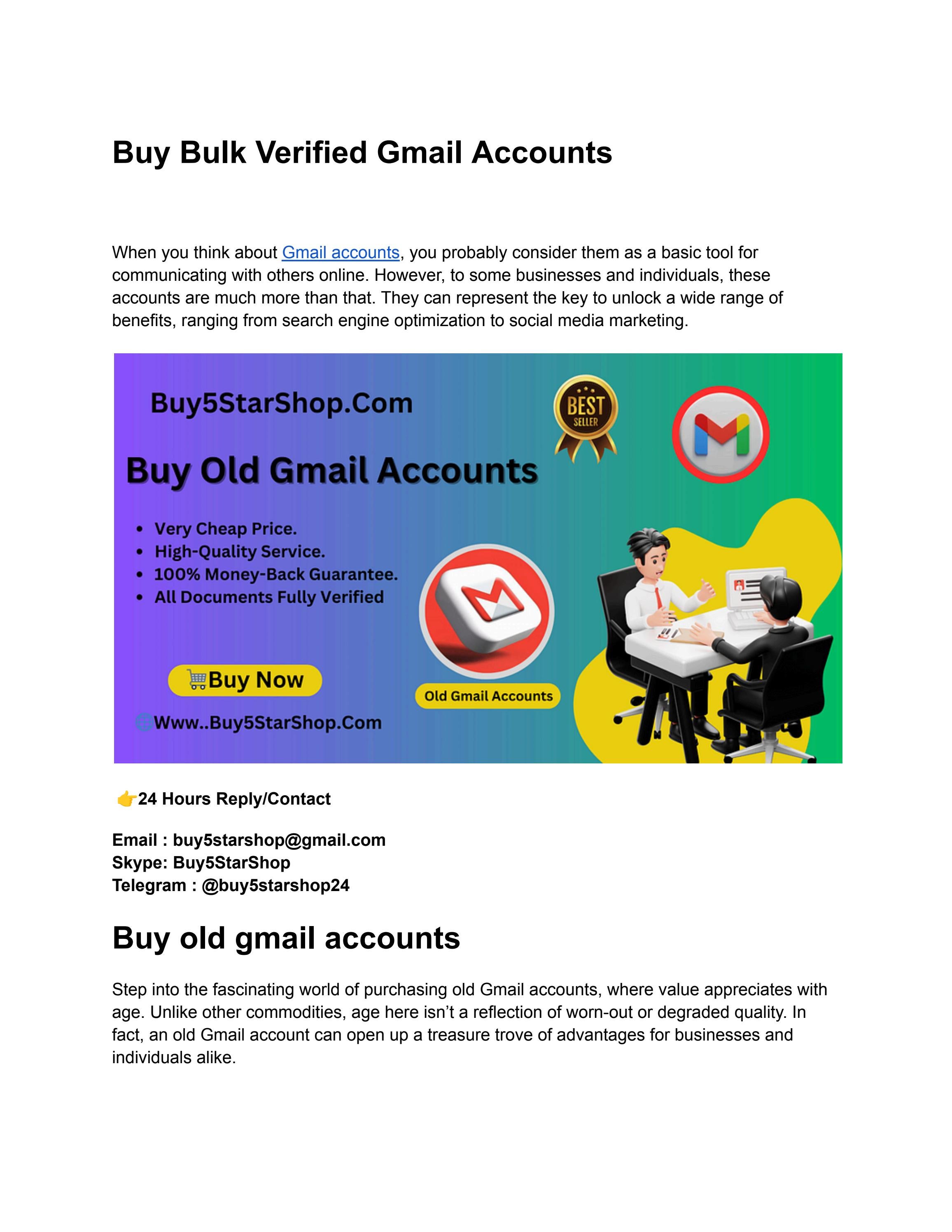 Buy Gmail Accounts - Buy Bulk Gmail Accounts - % Verified - PVALO