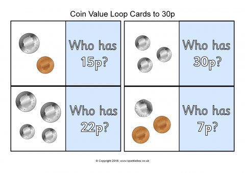 British Coin Value Loop Cards | Coin values, British coins, Cards