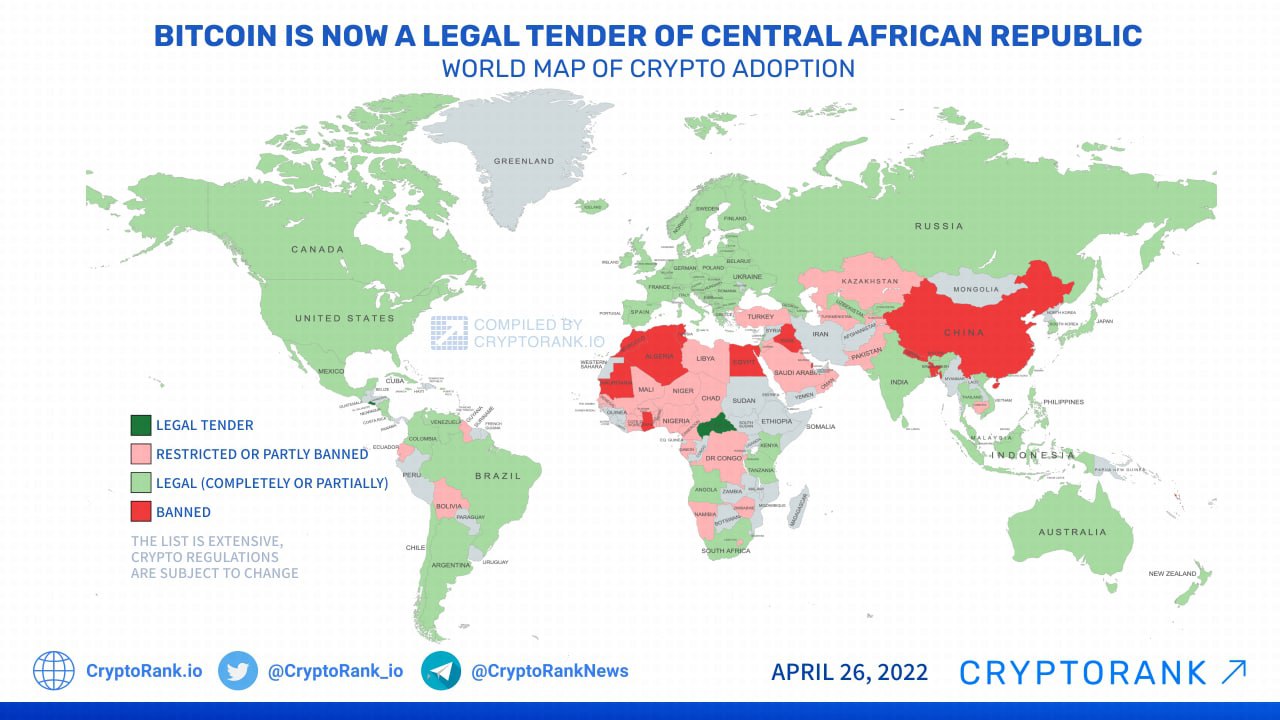 List of Countries Where Bitcoin/Cryptocurrency Is Legal & Illegal